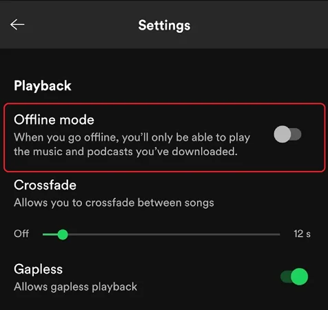 Activate Offline Mode